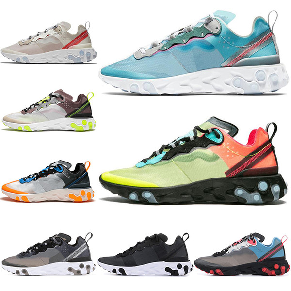 React Element 87 55 Undercover Men Running Shoes Royal Tint Green Stripe Black Mens Trainers Women Runner Designer Sneakers 36-45