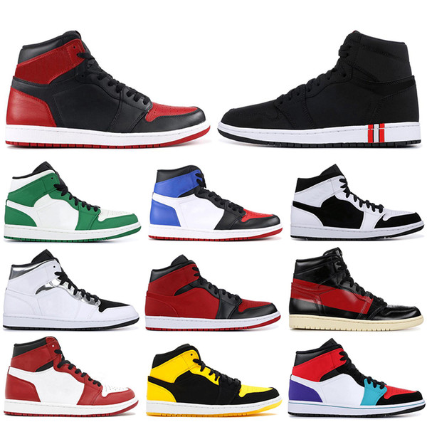 1 1S High OG Men Basketball Shoes Banned Bred Toe Shadow Gold 2019 Fashion Designer Sneakers Mens Trainers Athletics Running Sport shoe