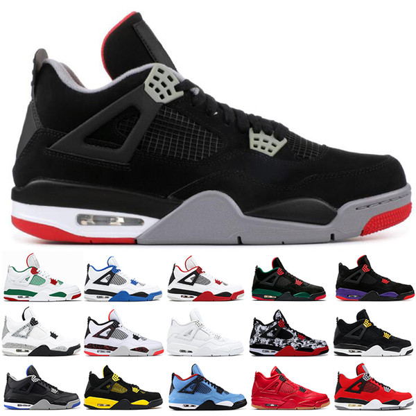 4 4s Mens Basketball Shoes Bred ROYALTY BLACK CAT black pizzeria THUNDER Oreo Fashion Men Trainer Designer Sneakers Sport Running shoes 7-13