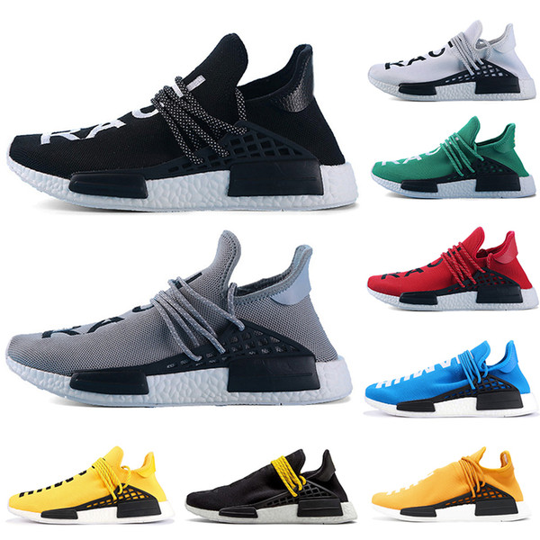 Human Race Luxury Designer Sneakers Running Shoes Men Women Pharrell Williams HU Runner Yellow Black White Red Green Grey blue sport shoe