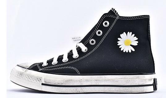 PEACEMINUSONE G-Dragon Collaborates Embroidered Chuck 70 Daisy High top skateboarding Fashion shoes Men's and women's shoes for lovers