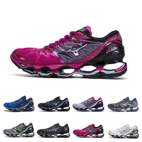 2019 New Mizuno Wave Prophecy 7 Running Shoes Buffer Fashion Men's Women Originals Top Quality Sport Sneakers Grayish Violet Size 36-45