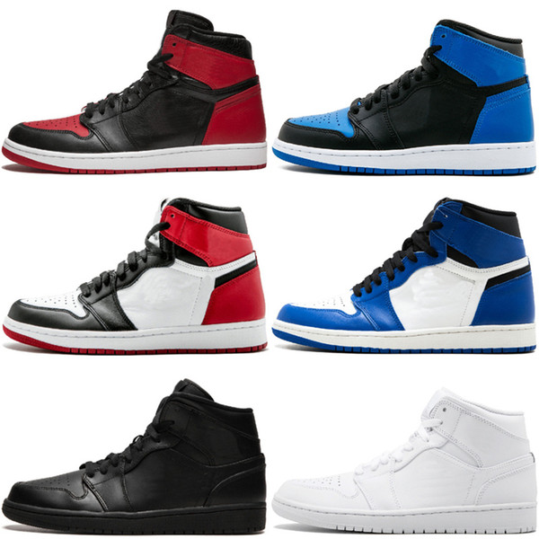 1 Basketball Shoes Top 3 Banned Bred Toe Chicago OG 1S Barons Hare Game Royal Blue Mens Shattered Backboard Sports Sneakers US 8-13