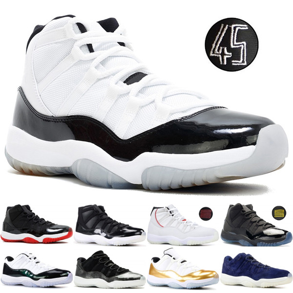 Concord 45 11S XI Platinum Tint Men Basketball Shoes 11 Bred Space Jam Cap and Gown PRM Women Sports Sneakers US 5.5-13