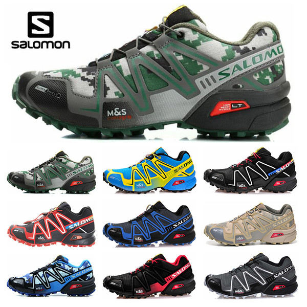 Hot Salomon Speed Cross 3 CS Mens Womens Running Shoes III Outdoor Shoes Black Green Red Blue Trainer Mens Sport Sneaker