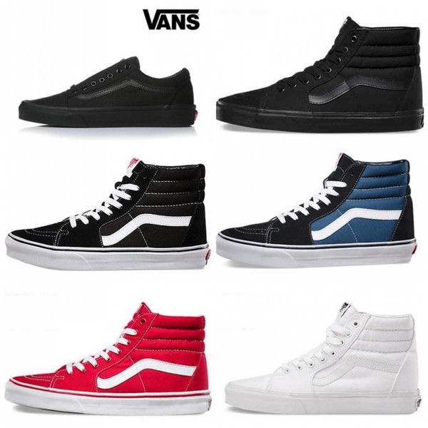 2019 VANS Old Skool SK8-Hi Skateboard Classic White Black zapatillas de deporte Women Men Canvas Casual Skate Shoes Mens Trainers Sneakers