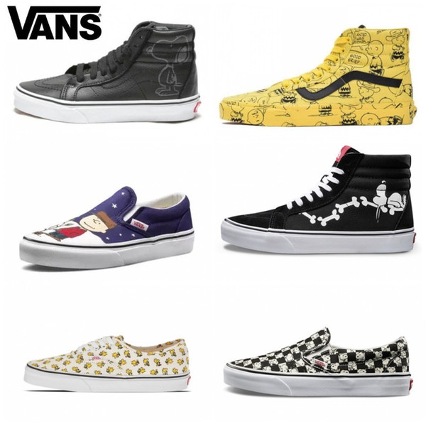 Vans Old Skool women Casual shoes Rock Flame Yacht Club Sharktooth Peanuts Skateboard Snoopy Canvas zapatillas de deporte Sports Sneakers