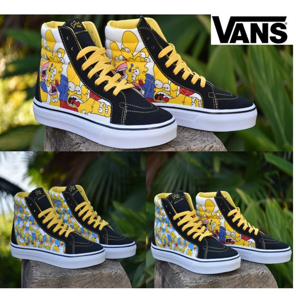 2019 VANS Old Skool Cartoon Comic Simpson Men Women Skateboard Shoes half cab Sports Skate Women Canvas Designer Shoe zapatillas de deporte