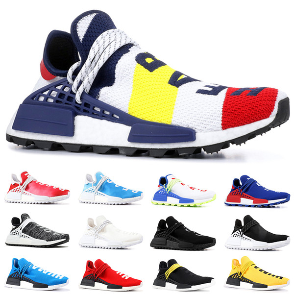 Cheap NMD Human Race Running Shoes Men Women Pharrell Williams HU Runner Yellow Black White Red Green Grey Blue Sport Sneaker Size 36-47