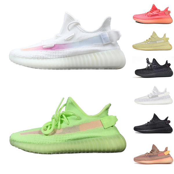 2019 New Static Kanye West Running Shoes Pink Zebra Black Bred Semi Frozen Yellow Mens Women Designer Sneakers Trainers Sports Shoes 36-46