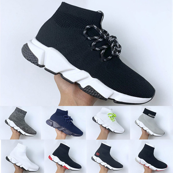 With Box 2019 Designer Speed Trainer Mens Luxury Casual Shoes Black White Glitter Flat Socks Boots Sneakers Womens Trainers Runner 36-45
