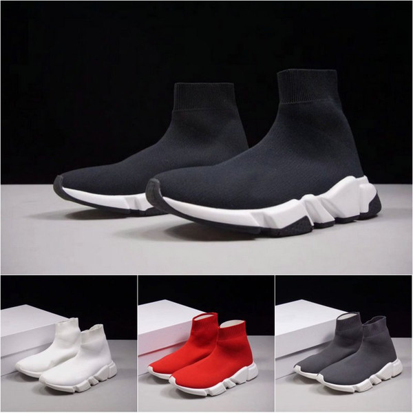 2018 Luxury Sock Speed Trainer Running Shoes Men&Women Black White Red Grey Sneakers Race Runners Fashion Top Boots Size 36-45