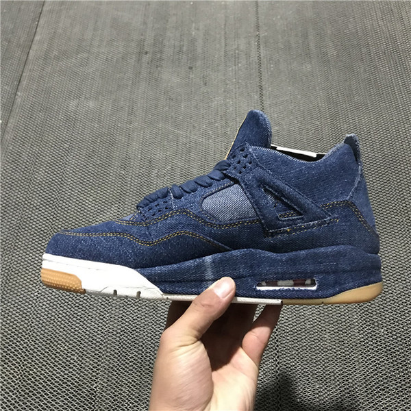 4 Denim Blue Jeans Travis Basketball Shoes Men 4s Denim LS Blue Jeans Sports Shoes Sneakers High Quality With Box