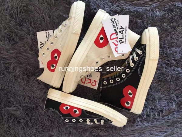 2019 CDG Play 1970s Classic Canvas Jointly Big Eyes High Top Dot Heart Mens Women Skate Casual Shoes Fashion Designer Sneakers 36-44