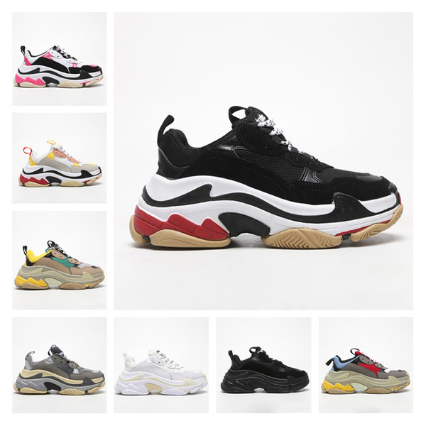 Hot Triple-S designer sneakers mens Black White Grey Pink Yellow Casual Triple S Sports fashion luxury designer women shoes Size 36-45