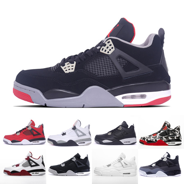 High Quality Mens Basketball Shoes 4 New Bred black White Cement Pure Money 4s KAWS Tattoo Royalty Toro Bravo Designer sports Sneakers