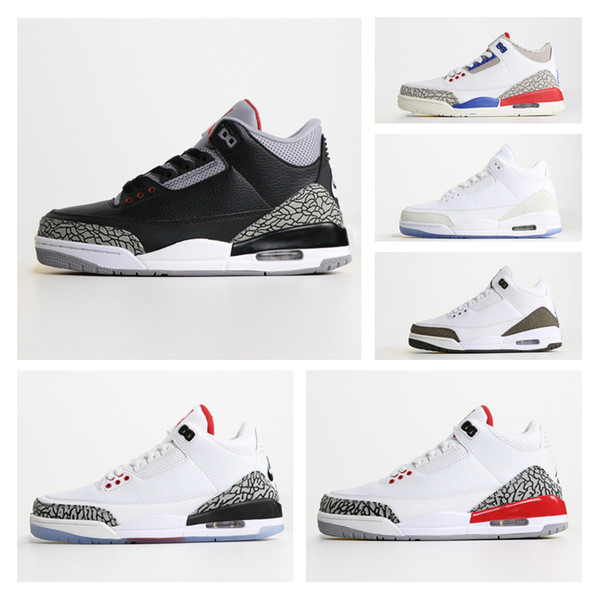 New 3s Pure White Mens Basketball Shoes sales 3 Tinker Katrina JTH Free Throw Linell Chicago OG Royal Blue Black Red Cement Sneakers