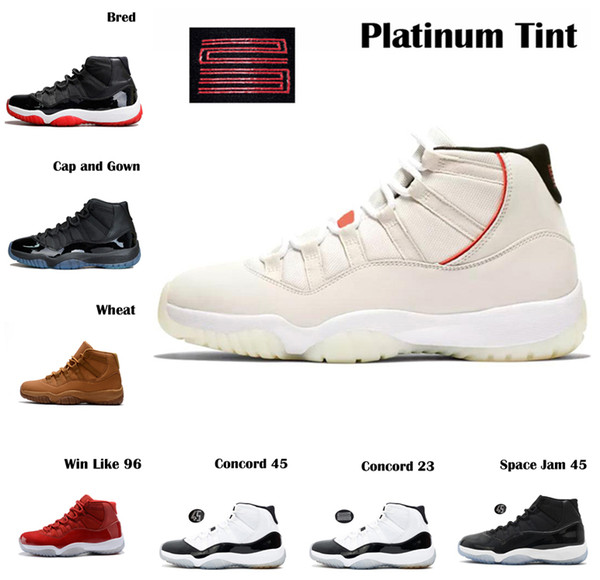 Mens 11 11s Concord 45 Platinum Tint basketball shoes Retro Cap Gown Bred Win Like 96 OLIVE LUX Athletic Sports Shoes Designer Sneakers