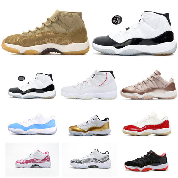 11s Concord 45 Platinum Tint Mens basketball shoes 11 Low Bred SNAKE CAROLINA CHERRY BARON Rose Gold Infrared Sports Sneaker Designer Shoes