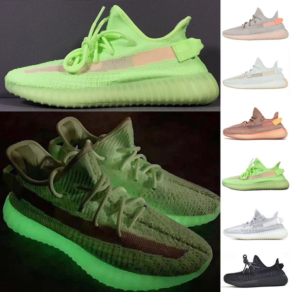 GID 2019 Glow In The Dark Clay True Form Hyperspace 350 V2 Mens Running Shoes Static Women Sport Sneakers Designer Trainers Size 5-13