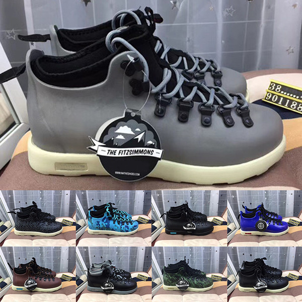 2019 New Native Fitzsimmons Luxury Leather Mens Boots Designer Sneakers Zebra Blue Black Gray Multi Color Womens Sports Shoes Eur 38-45