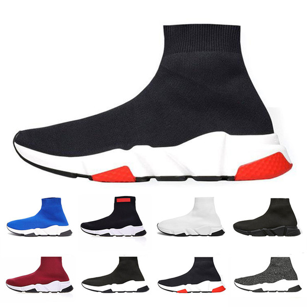 2019 Speed Trainers Runner Designer Sneakers Black Red Gypsophila Triple Black Fashion Running Sports Shoes Flat Sock Boots Casual Shoes