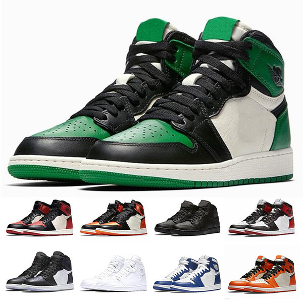 2019 Mens Basketball Shoes 1s Top Sports Sneakers Pine Green Court Purple Chicago OG 1 Game Royal Backboard Designer Trainers Size 5.5-13