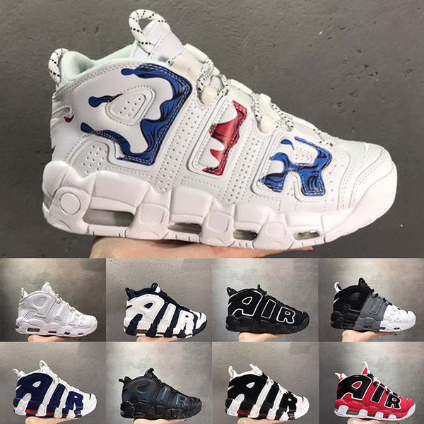 New More Uptempo Men Basketball Shoes Zapatos Scottie Pippen Black Red Sneakers Mens Basket Ball Man Sports Shoes