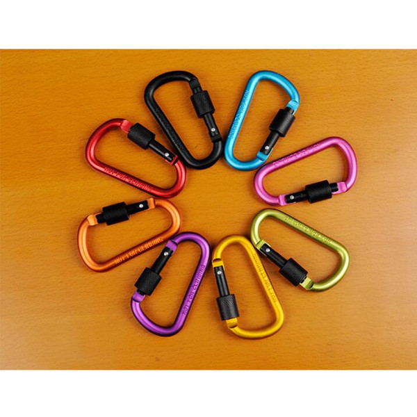 Outdoor Climbing Carabiner 8CM D-shaped Aluminium Alloy Carabiner Keychain Hanging Hook Backpacking Buckle for mountaineering camping