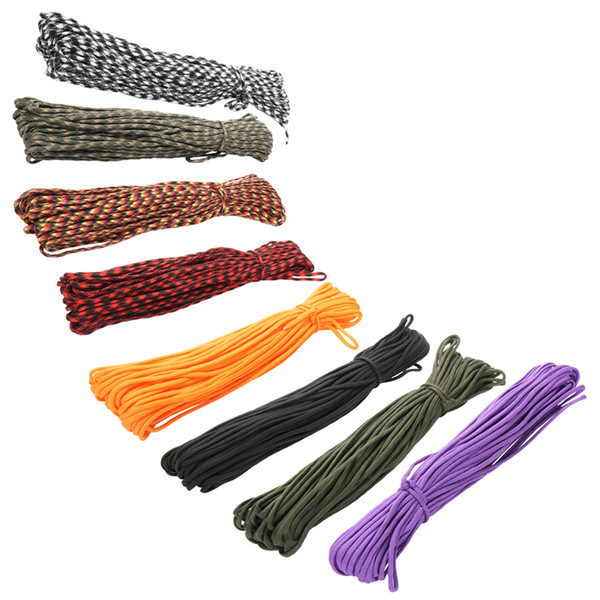 100FT 7 Core Stands Paracord 550 Parachute Cord Lanyard Rope Mil Spec Type III 7Strand Climbing Camping Survival Equipment