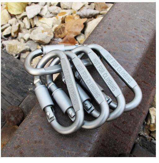 Outdoor Tool Multi-Function Aluminum Alloy Mountaineering Shackle D-Shaped Fast Hang Buckle Carabiner Key Clip with Lock Key