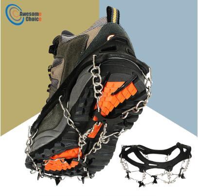 2pcs 8-Teeth 2 Size Sports Anti-Slip Ice Gripper Cleats Shoe Boot Grips Crampon Chain Spike Snow for Hiking Climbing