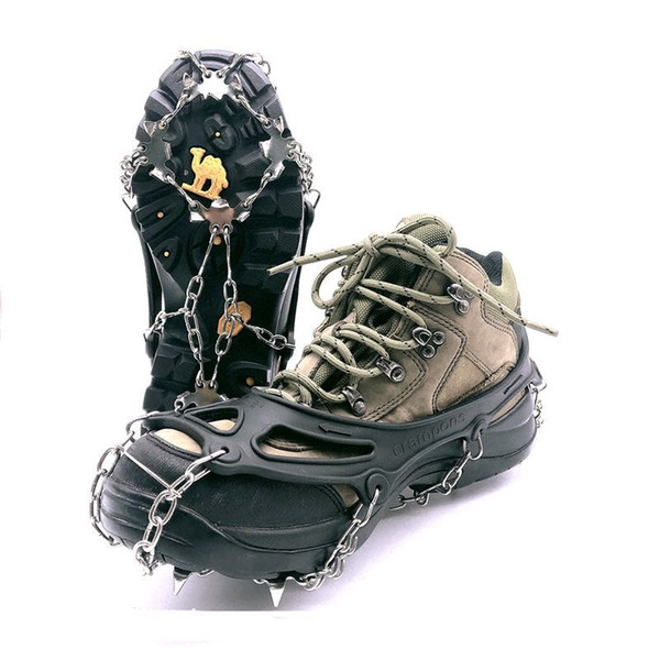 19 teethCrampons Stainless Steel Ice Traction Cleats for Snow Boots and Shoes Safe Protect Grips for Hiking Fishing Walking Mountaineering