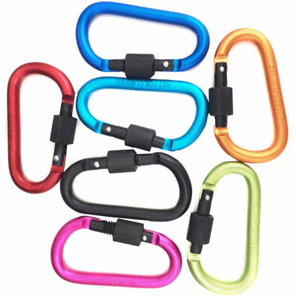 8cm Aluminum Alloy Carabiner D-Ring Key Chain Clip Multi-color Camping Keyring Snap Hook Outdoor Travel Kit Quickdraws DLH056