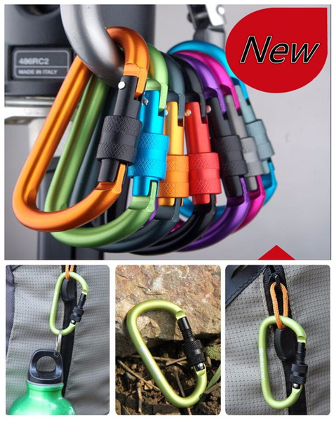 carabiner climbing 8cm locking type d quickdraw carabiner buckle buckle hanging aluminum nut backpack buckle free shipping