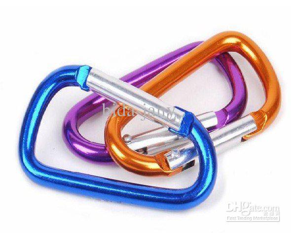 Promotional 500pcs/lot Free shipping 5cm D shaped Aluminium alloy carabiner,key ring for outdoor