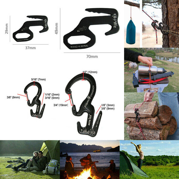 Outdoor Carabineer Aluminum Alloy Survival Buckle Locking Carabiner Keychain Tools Type B With Rope Climbing Accessory