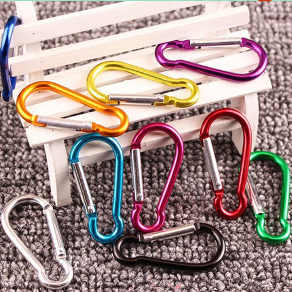 Wholesale-Clip Ring Keyrings Key Chain Outdoor Sports Camp Snap Hook Keychains Hiking Aluminum Metal Stainless Steel Camping Gadgets