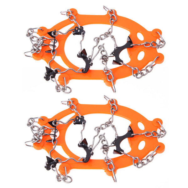 2 Pieces 8 Teeth Non-slip Claws Ice Crampons Manganese Steel Gripper Ski Snow Cleats Hiking Climbing Shoes Chain Cover