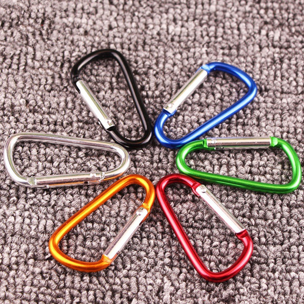 #6 D Shape Carabiner Keychains Metal Camp Hooks Clip Ring Keyrings Outdoor Sports Snap Hiking Aluminum Alloy Key Chain Camping Supplies