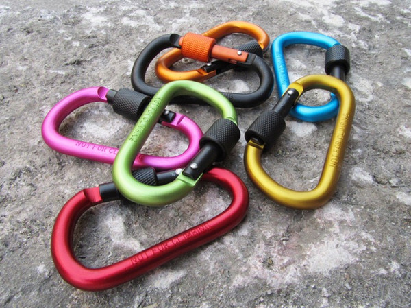 Carabiner climbing 8cm locking type d quickdraw carabiner buckle buckle hanging aluminum nut backpack buckle 1pcs