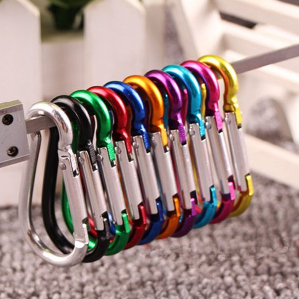 Wholesale- Clip Ring Keyrings Key Chain Outdoor Sports Camp Snap Hook Keychains Hiking Aluminum Metal Stainless Steel Camping Gadgets