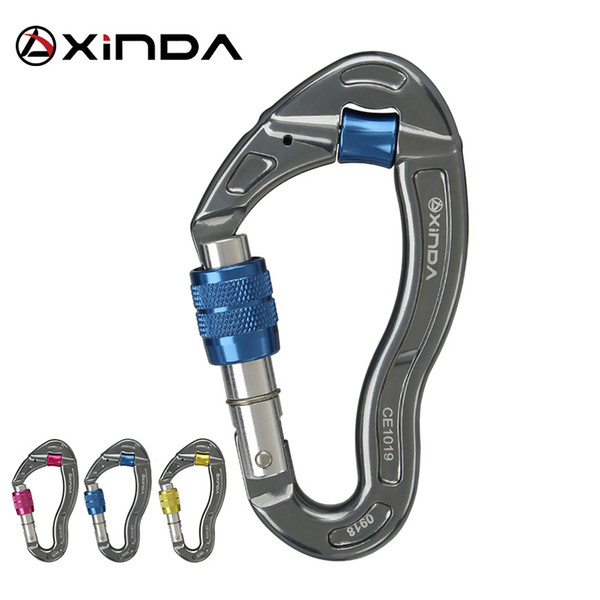 XINDA Professional Outdoor Rock Climbing 25KN Tension Safety Lock Supervivencia Screw Locking Carabiner Rock Survival Kit