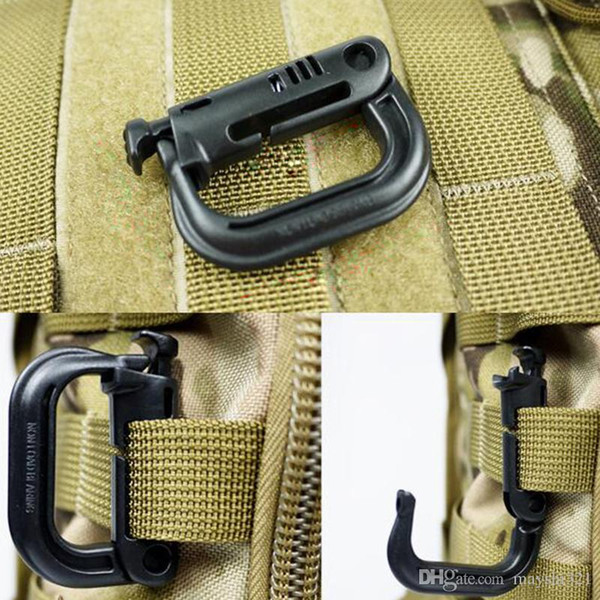 Outdoor Garget Camouflage Military Tactical D Shape Buckle Plastic Carabiner Fast Hang Hook Keychain Clip Climbing Carabiner Keychain