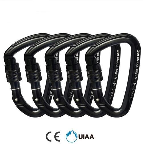 24kN Carabiner Climbing Equipment CE / UIAA Screw Locking Rock Climbing Carabiner D Buckle Rope Survial Rescue Mountaineering