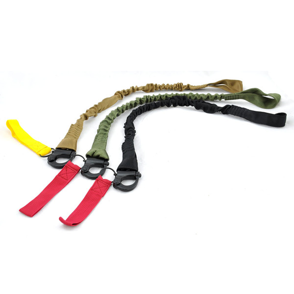 Tactical Internal Bungee Elastic Sling 1 point Outdoor Personal safety rope Retention Lanyard with Snap Hook Shackle