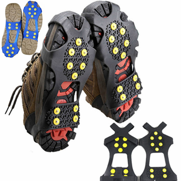 Non-slip Over Shoe Snow & Ice Cleats Grips Anti-Slip Studded Ice Traction Shoe Covers Spike Crampons Cleats Size S /M/ L/XL