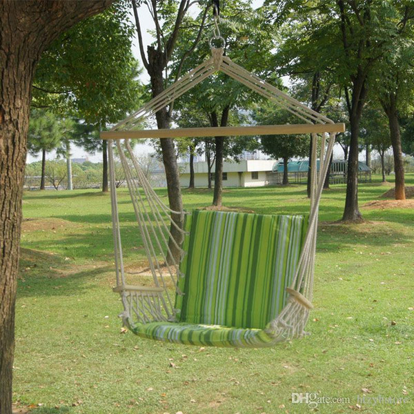 Garden Patio Porch Hanging Cotton Rope Swing Chair Seat Hammock Swinging Wood Outdoor Indoor Swing Seat Chair B03-6