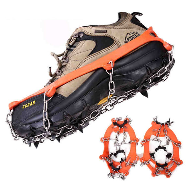 8 Teeth Ice Gripper, Anti Slip Outdoor Snow 8 Nails Spikes Grips Ski Crampons Mountaineering Shoes Grippers Claws Chains Free shipping