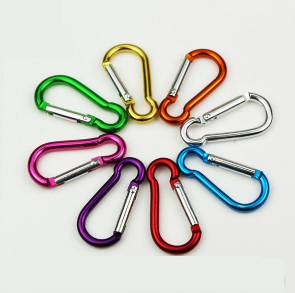 High Quality Aluminum B D-ring Snap Spring Hook Carabiner Lock Clip Keychain Climbing Backpack 4#5# Mix Color